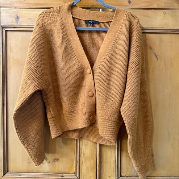 7 for all Mankind Women's Brown Button-Up Sweater - Picture 3 of 6